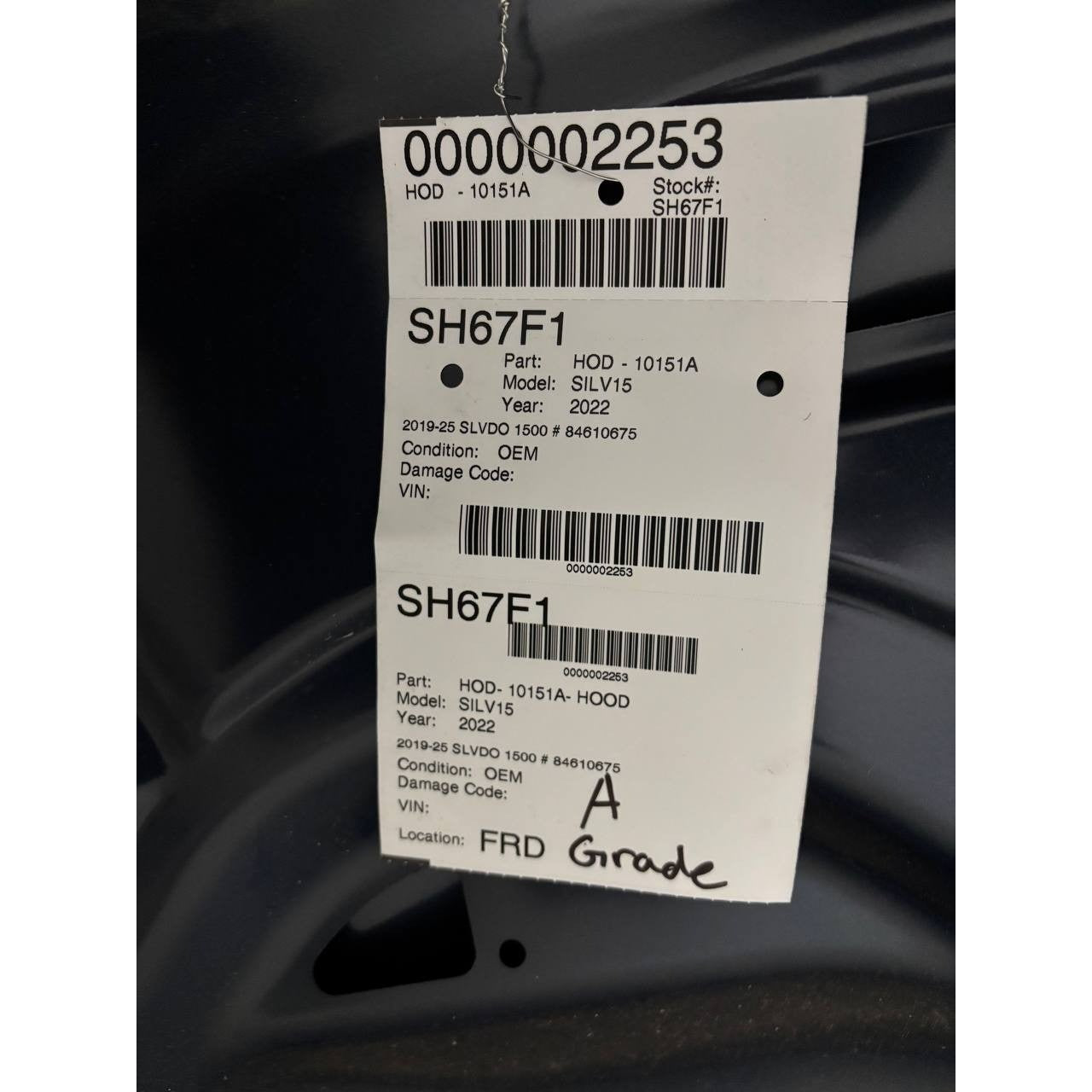 2019-2026 Chevy Silverado 1500 Hood 619D Northsky Blue 84610675 OEM #2254